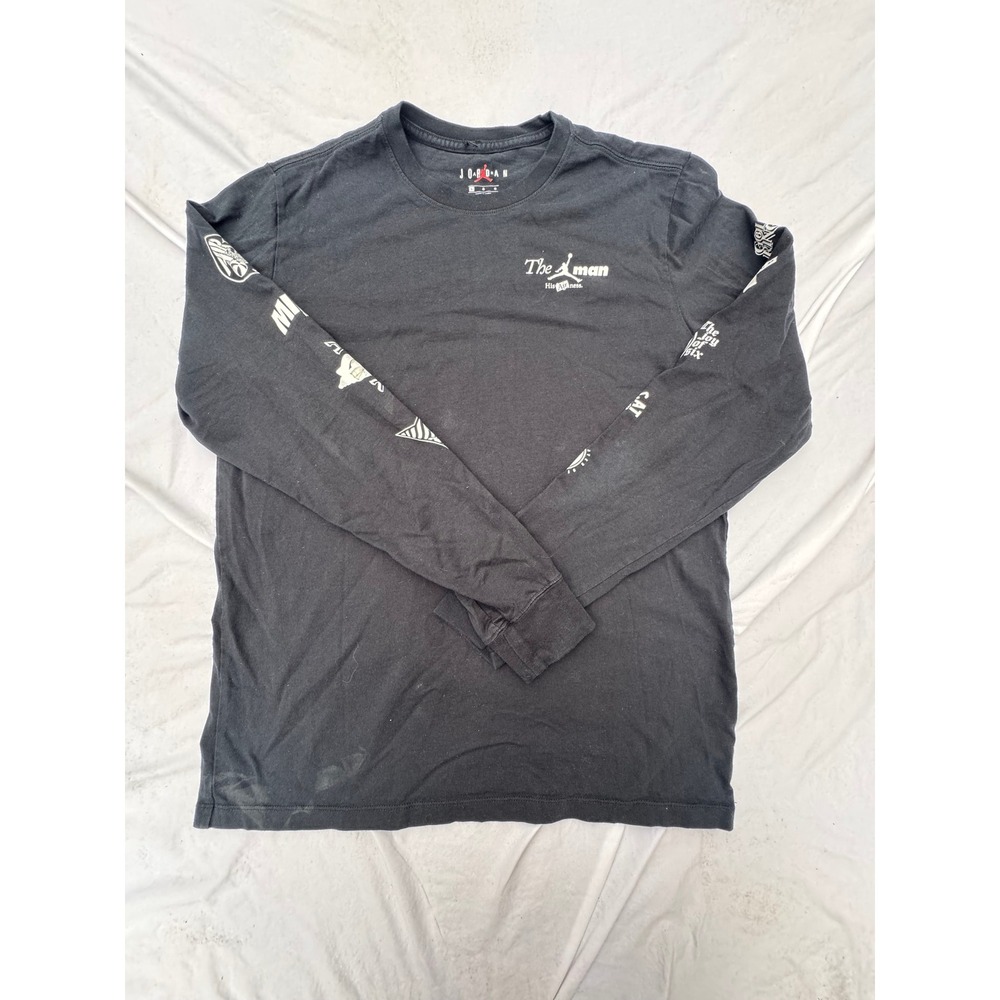 Jordan The Man His‎ Airness Long Sleeve Graphic T-Shirt Black Mens Large